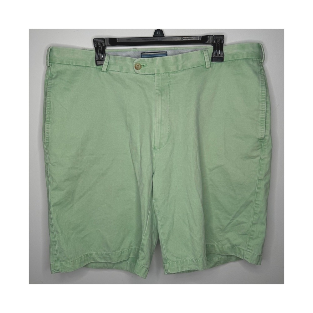 Peter Millar Mens 38 Pima Cotton Flat Front Chino Shorts Mint Green Golf Casual